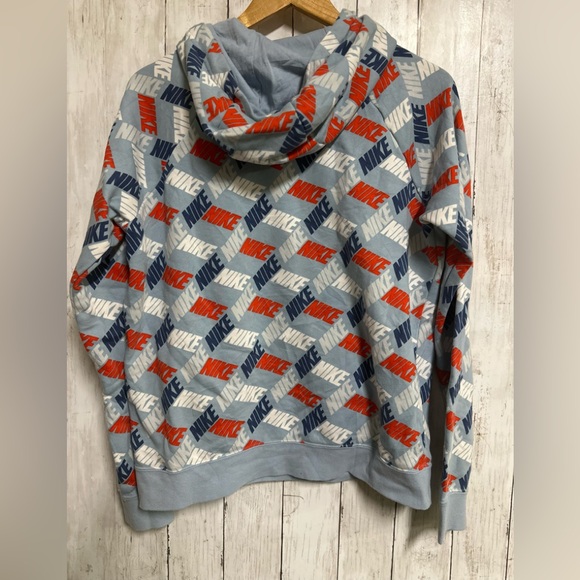 RARE Nike VTG 90s Multicolor NIKE Logo Pattern Hoodie Size M - Picture 3 of 6